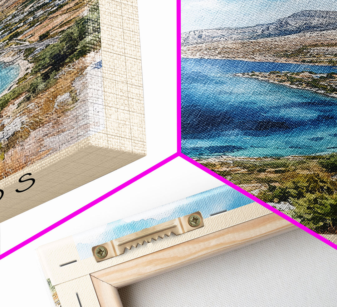 Amorgos, Greece Watercolor Print, Vacation Gift, Greece Wall Art, Beach Painting, Beach Decor, Large Wall Art, Wood Frame Art