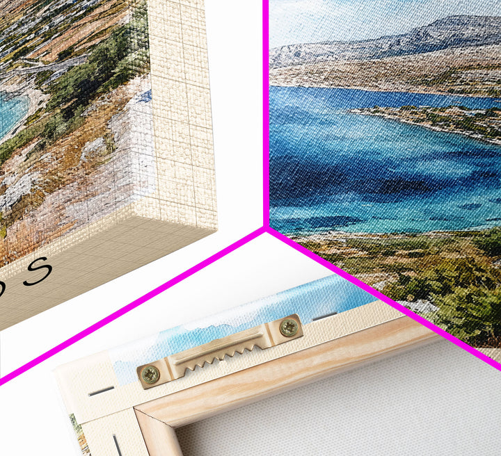 Amorgos, Greece Watercolor Print, Vacation Gift, Greece Wall Art, Beach Painting, Beach Decor, Large Wall Art, Wood Frame Art