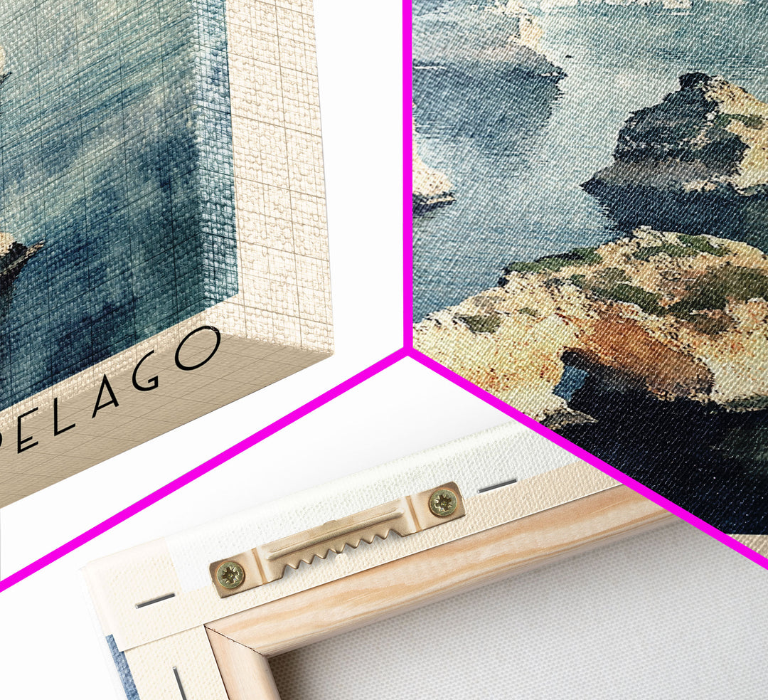 Berlengas Archipelago, Portugal Watercolor Print, Vacation Gift, Portugal Wall Art, Beach Painting, Beach Decor, Large Wall Art, Wood Frame Art