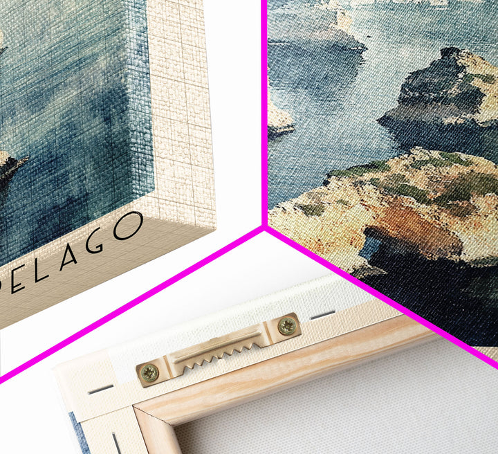 Berlengas Archipelago, Portugal Watercolor Print, Vacation Gift, Portugal Wall Art, Beach Painting, Beach Decor, Large Wall Art, Wood Frame Art