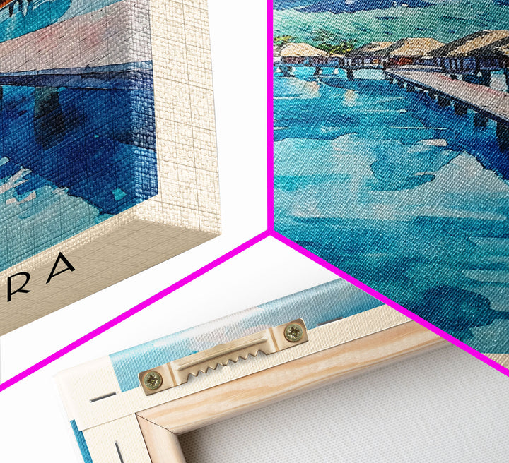 Bora Bora, France Watercolor Beach Print, Vacation Gift, France Wall Art, Framed Canvas Print, Framed Beach Painting