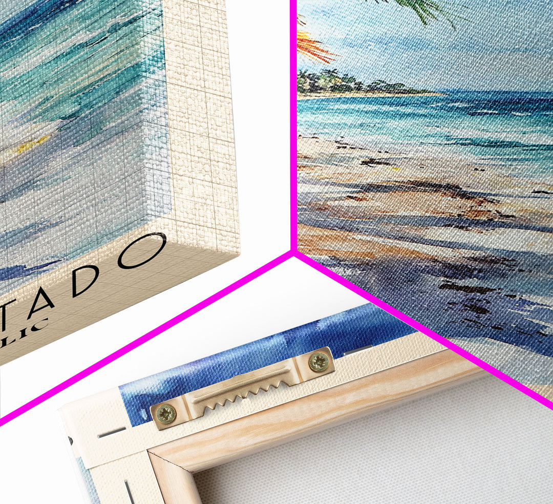 Cayo Levantado, Dominican Republic Watercolor Print, Vacation Gift, Dominican Republic Wall Art, Beach Painting, Beach Decor, Large Wall Art, Wood Frame Art