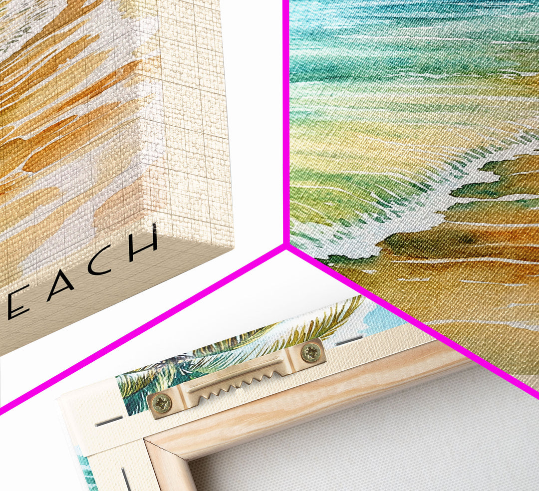 Cornwall Beach, Jamaica Watercolor Beach Print, Vacation Gift, Jamaica Wall Art, Framed Canvas Print, Framed Beach Painting