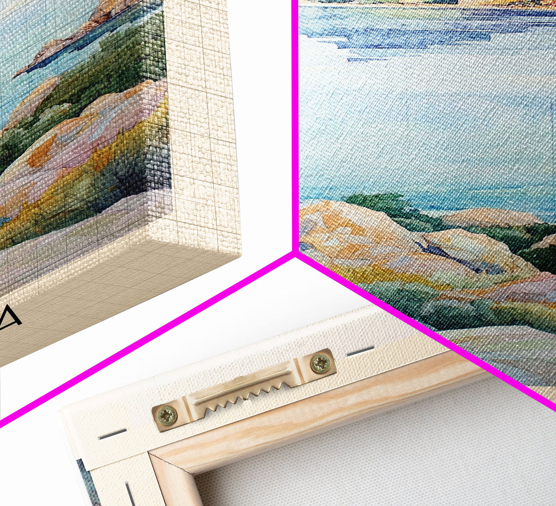Corsica, France Watercolor Print, Vacation Gift, France Wall Art, Beach Painting, Beach Decor, Large Wall Art, Wood Frame Art