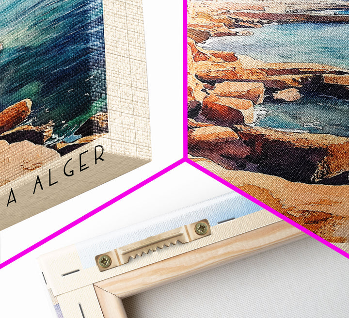 Falaises d’El Marsa a Alger, Algeria Watercolor Print, Vacation Gift, Algeria Wall Art, Beach Painting, Beach Decor, Beach Or Lakehouse Art