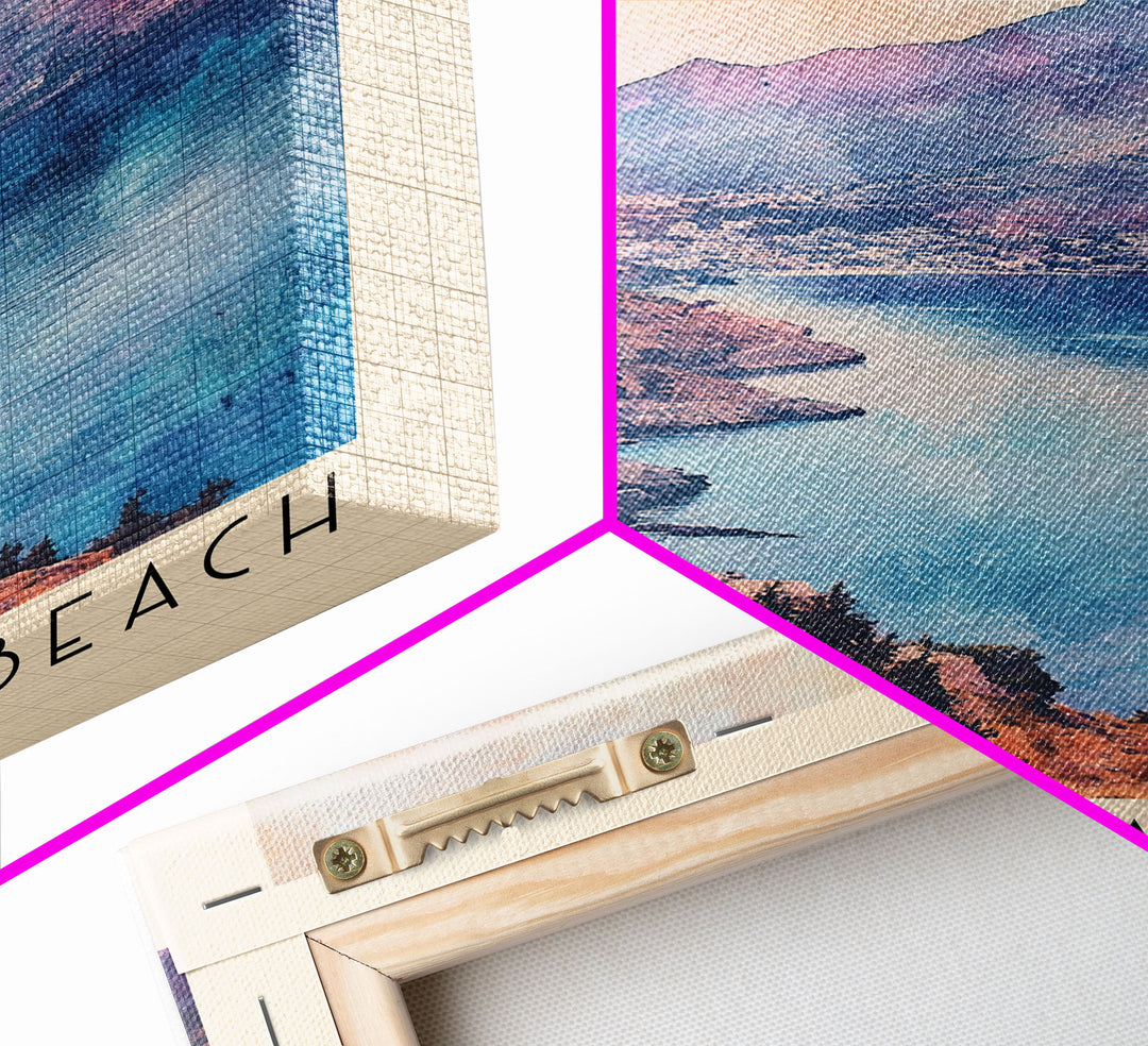 Falassarna Beach, Greece Watercolor Print, Vacation Gift, Greece Wall Art, Beach Painting, Beach Decor, Large Wall Art, Wood Frame Art