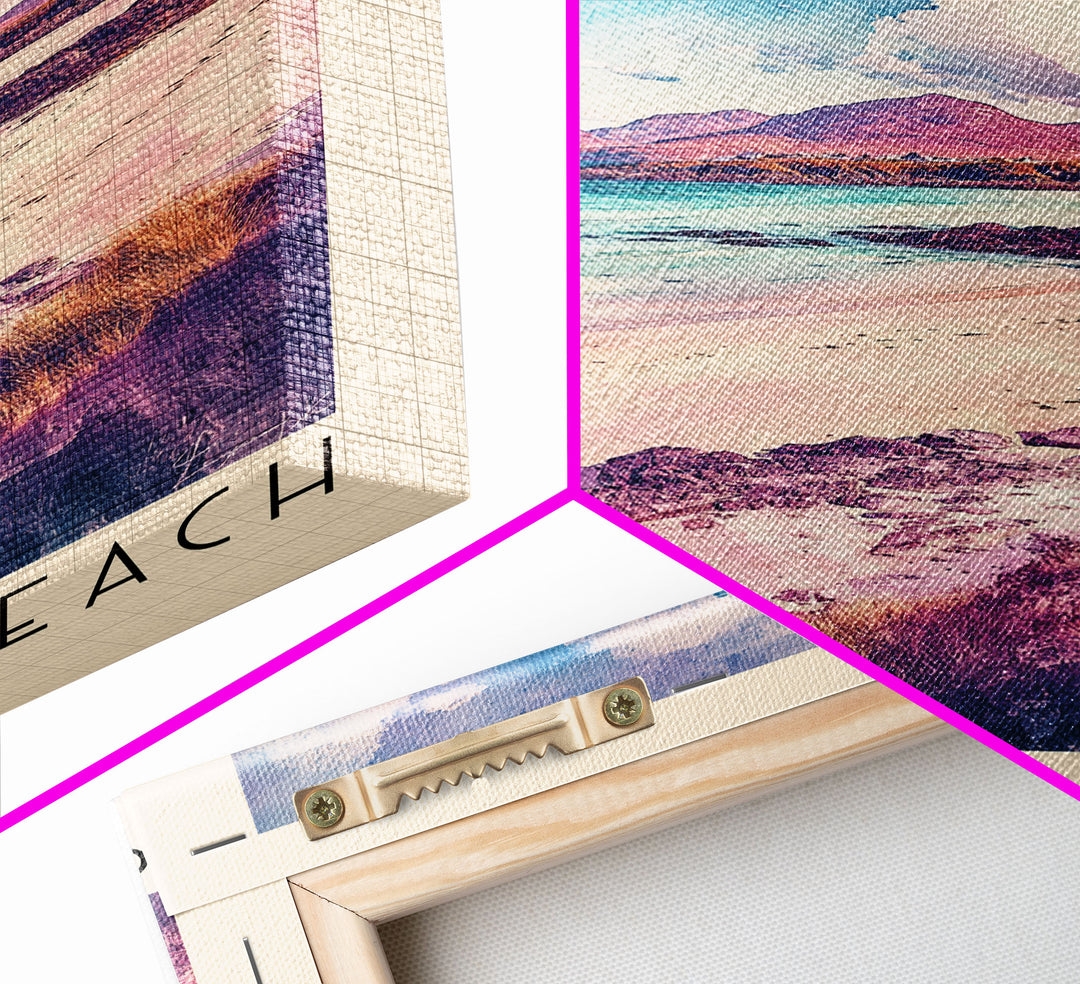 Grobust beach, Scotland Watercolor Print, Vacation Gift, Scotland Wall Art, Beach Painting, Beach Decor, Large Wall Art, Wood Frame Art