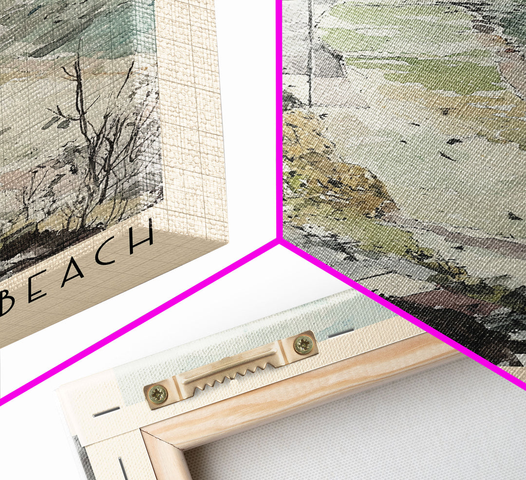Hatenohama Beach, Japan Watercolor Print, Vacation Gift, Japan Wall Art, Beach Painting, Beach Decor, Large Wall Art, Wood Frame Art