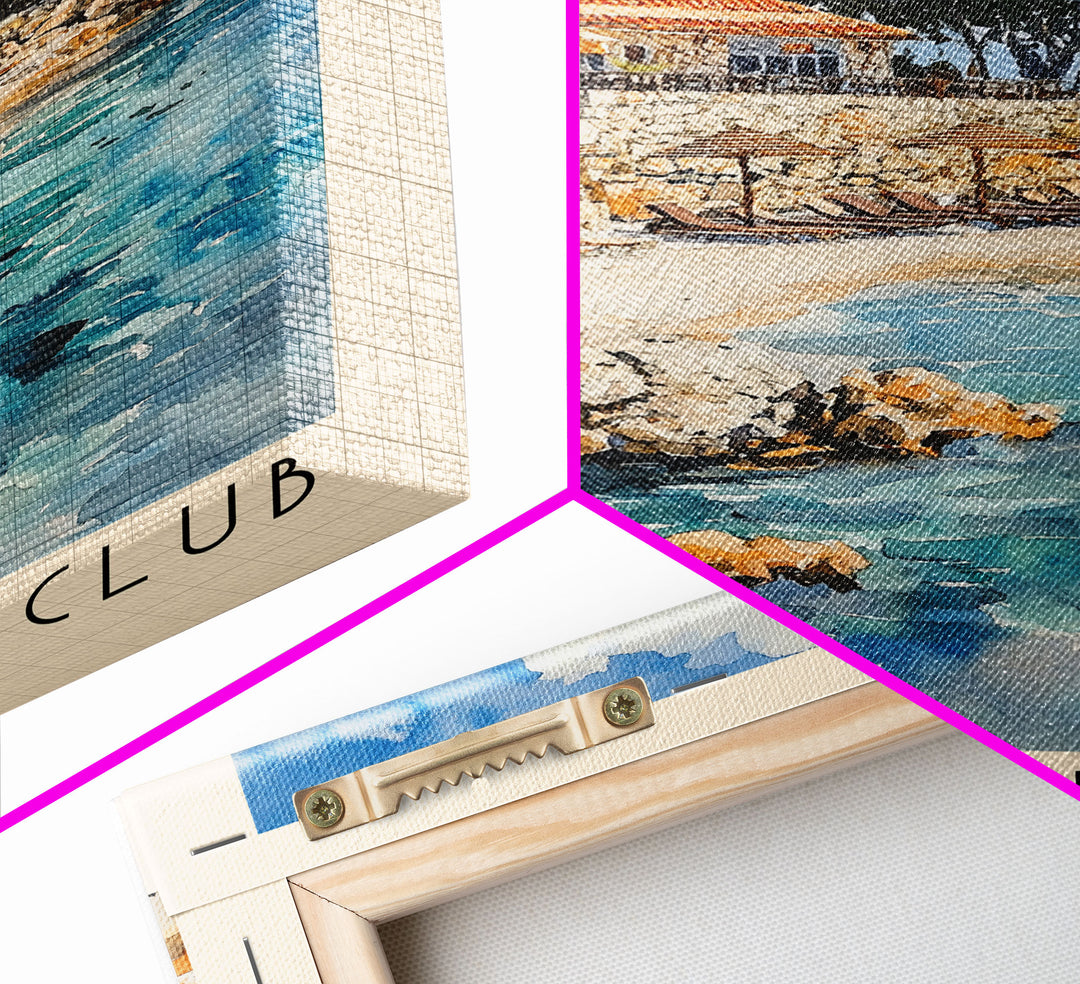 Hvar Beach Club, Croatia Watercolor Print, Vacation Gift, Croatia Wall Art, Beach Painting, Beach Decor, Large Wall Art, Wood Frame Art