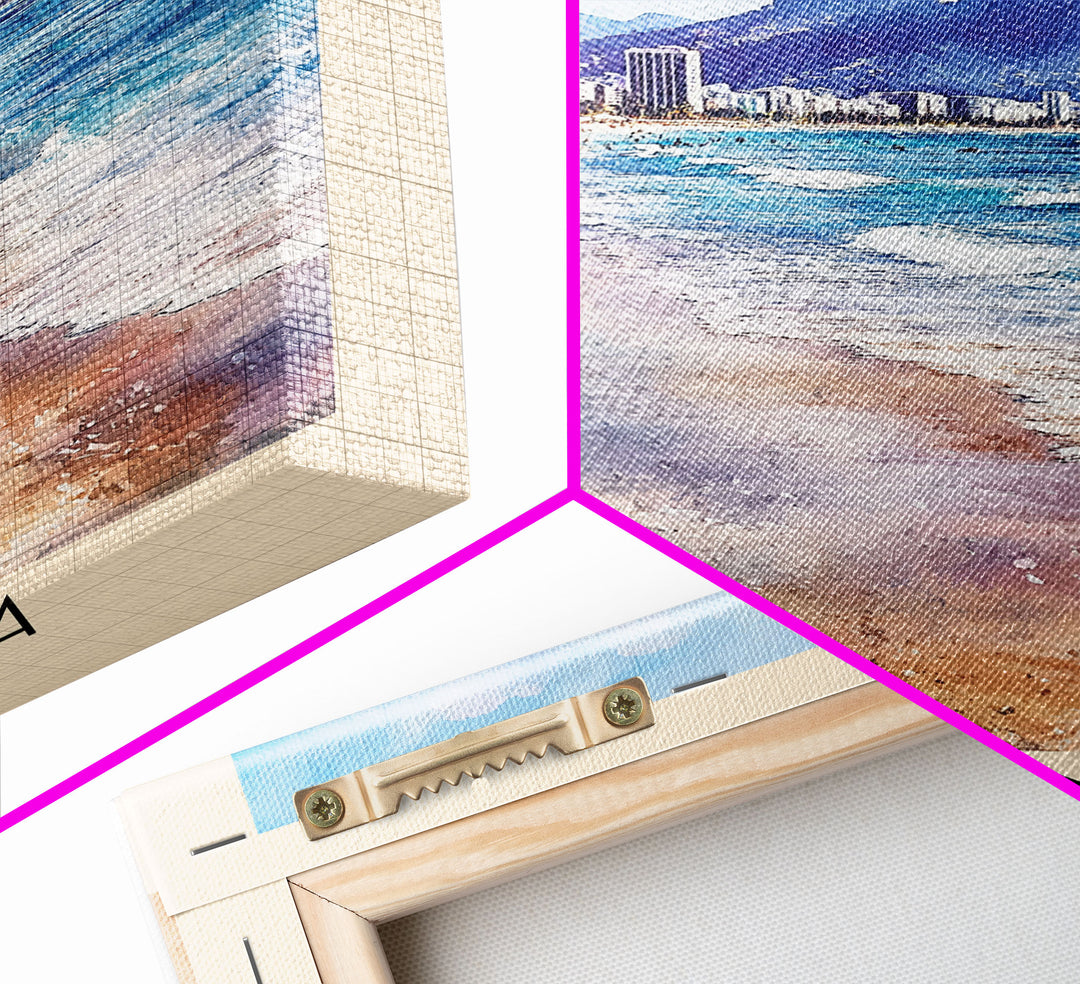 Ipanema, Brazil Watercolor Print, Vacation Gift, Brazil Wall Art, Beach Painting, Beach Decor, Large Wall Art, Wood Frame Art