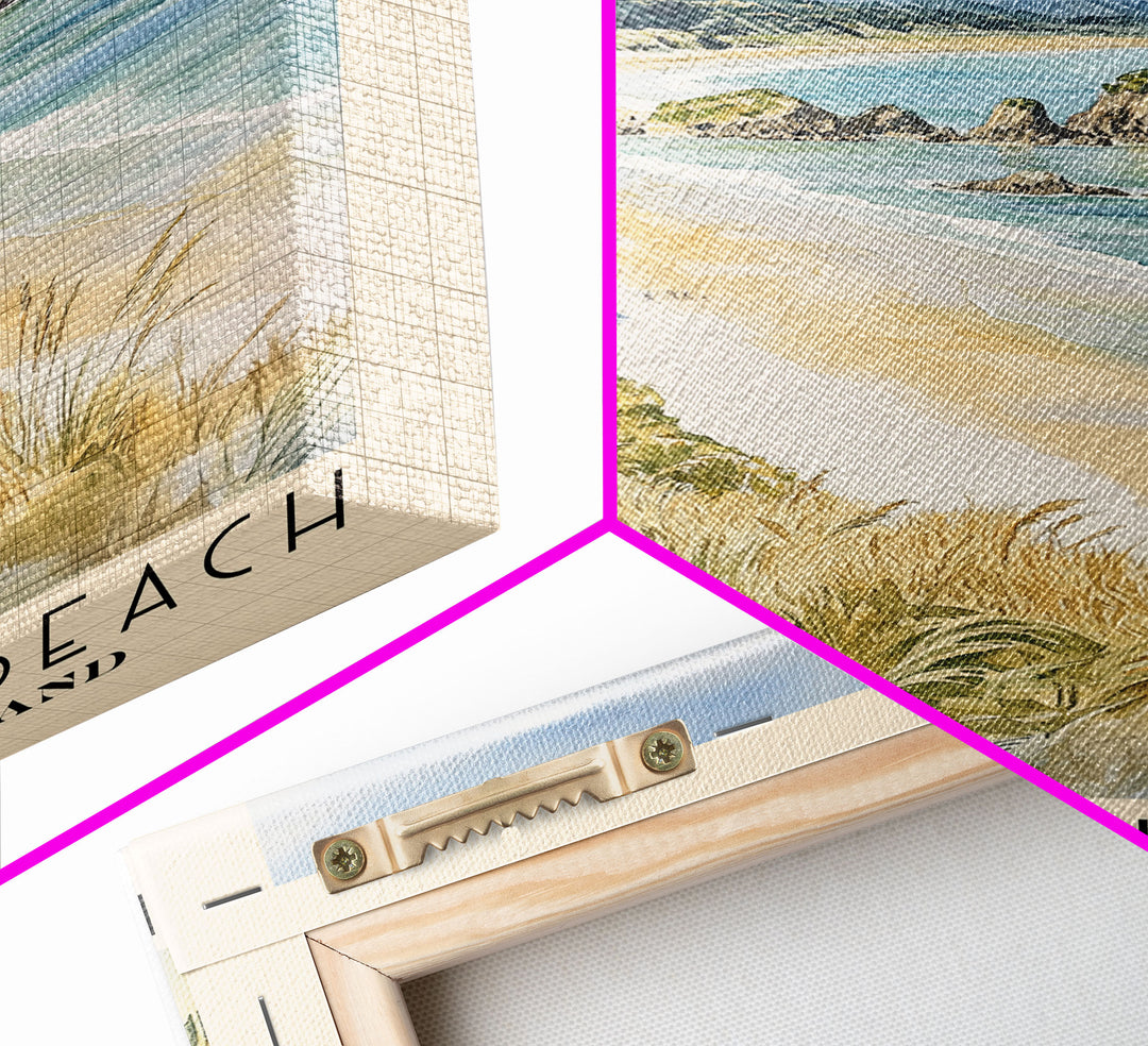 Kaiteriteri Beach, Nelson, New Zealand Watercolor Print, Vacation Gift, Nelson, New Zealand Wall Art, Beach Painting, Beach Decor, Large Wall Art, Wood Frame Art