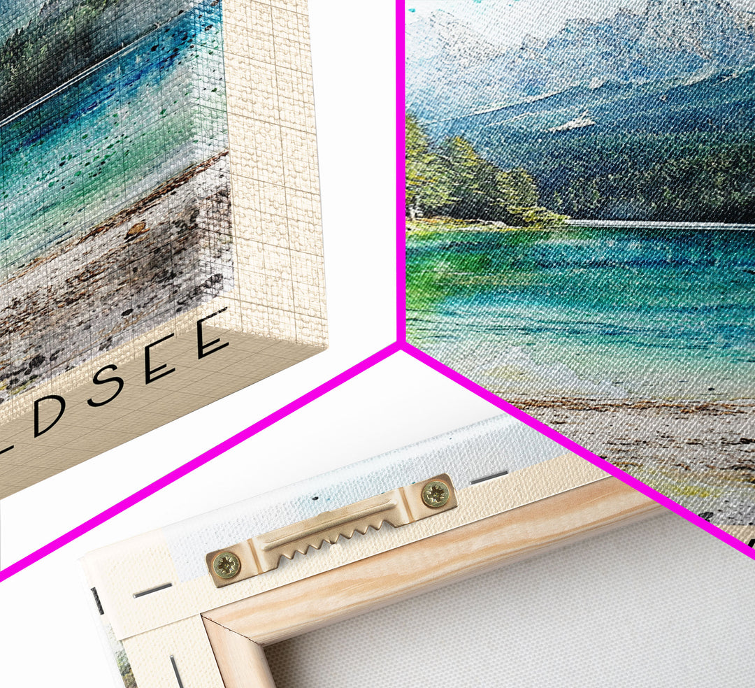 Langener Waldsee, Germany Watercolor Beach Print, Vacation Gift, Germany Wall Art, Framed Canvas Print, Framed Beach Painting