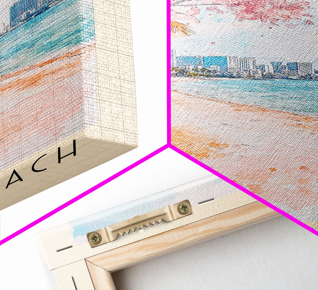 Odaiba Beach, Japan Watercolor Print, Vacation Gift, Japan Wall Art, Beach Painting, Beach Decor, Beach Or Lakehouse Art