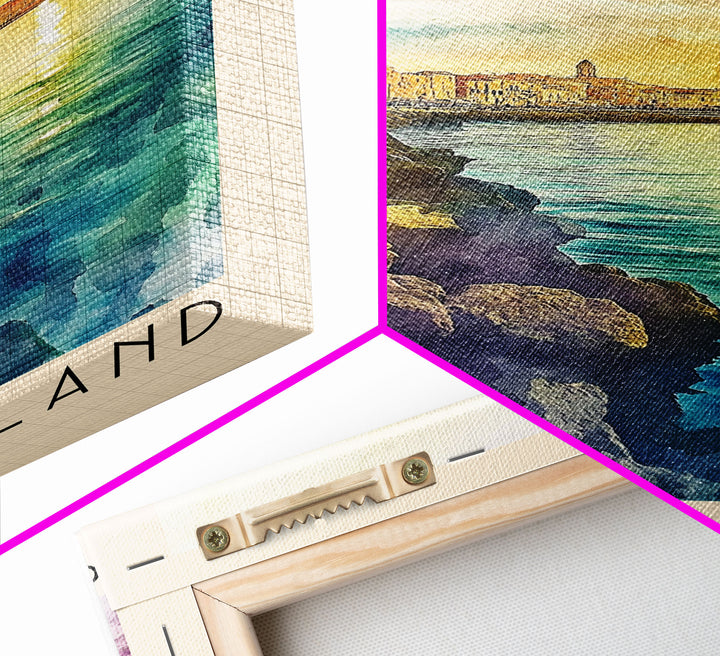 Ortigia Island, Italy Watercolor Print, Vacation Gift, Italy Wall Art, Beach Painting, Beach Decor, Large Wall Art, Wood Frame Art