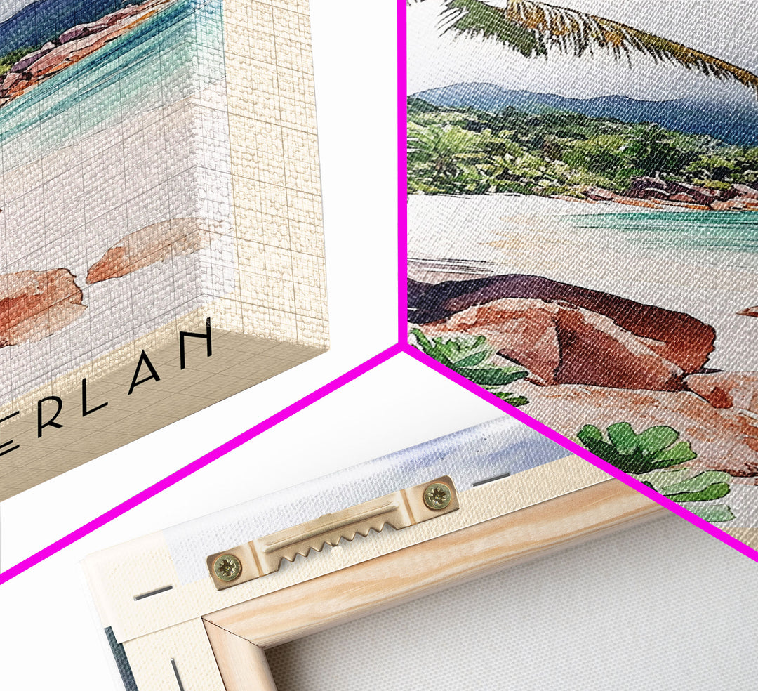 Petite Anse Kerlan, Seychelles Watercolor Print, Vacation Gift, Seychelles Wall Art, Beach Painting, Beach Decor, Beach Or Lakehouse Art