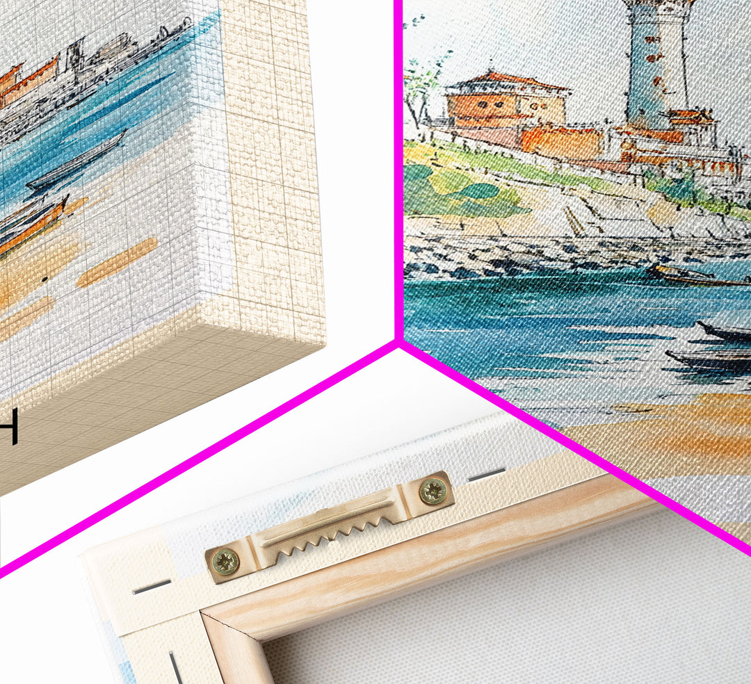 Pingtan, China Watercolor Print, Vacation Gift, China Wall Art, Beach Painting, Beach Decor, Beach Or Lakehouse Art