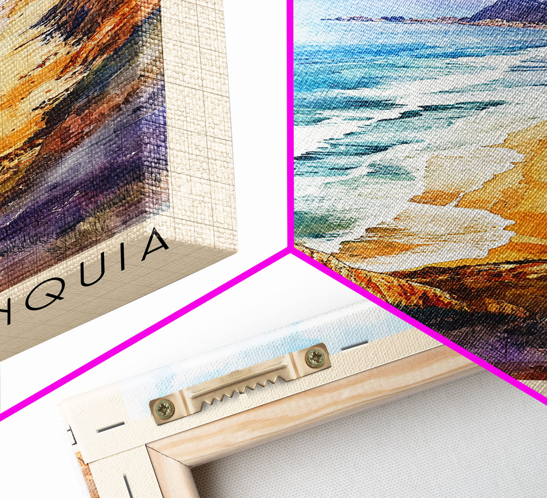 Praia da Franquia, Portugal Watercolor Print, Vacation Gift, Portugal Wall Art, Beach Painting, Beach Decor, Large Wall Art, Wood Frame Art