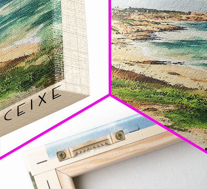 Praia de Odeceixe, Portugal Watercolor Print, Vacation Gift, Portugal Wall Art, Beach Painting, Beach Decor, Large Wall Art, Wood Frame Art