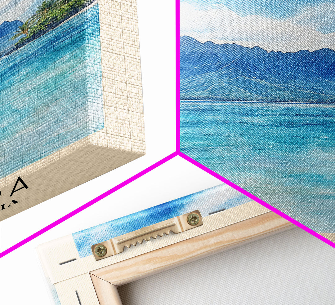 Rangiroa, French Polynesia Watercolor Print, Vacation Gift, French Polynesia Wall Art, Beach Painting, Beach Decor, Beach Or Lakehouse Art