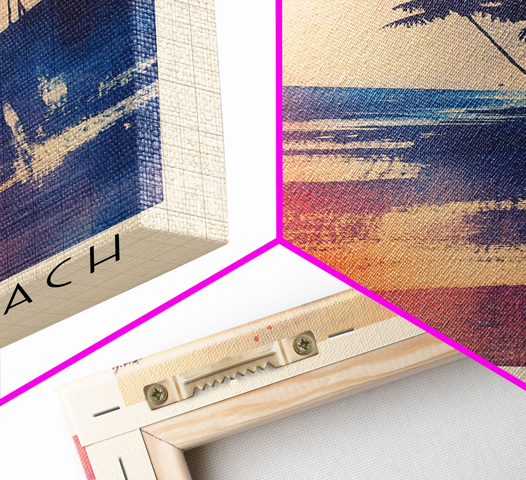 South Beach, Florida Watercolor Print, Vacation Gift, Florida Wall Art, Beach Painting, Beach Decor, Large Wall Art, Wood Frame Art