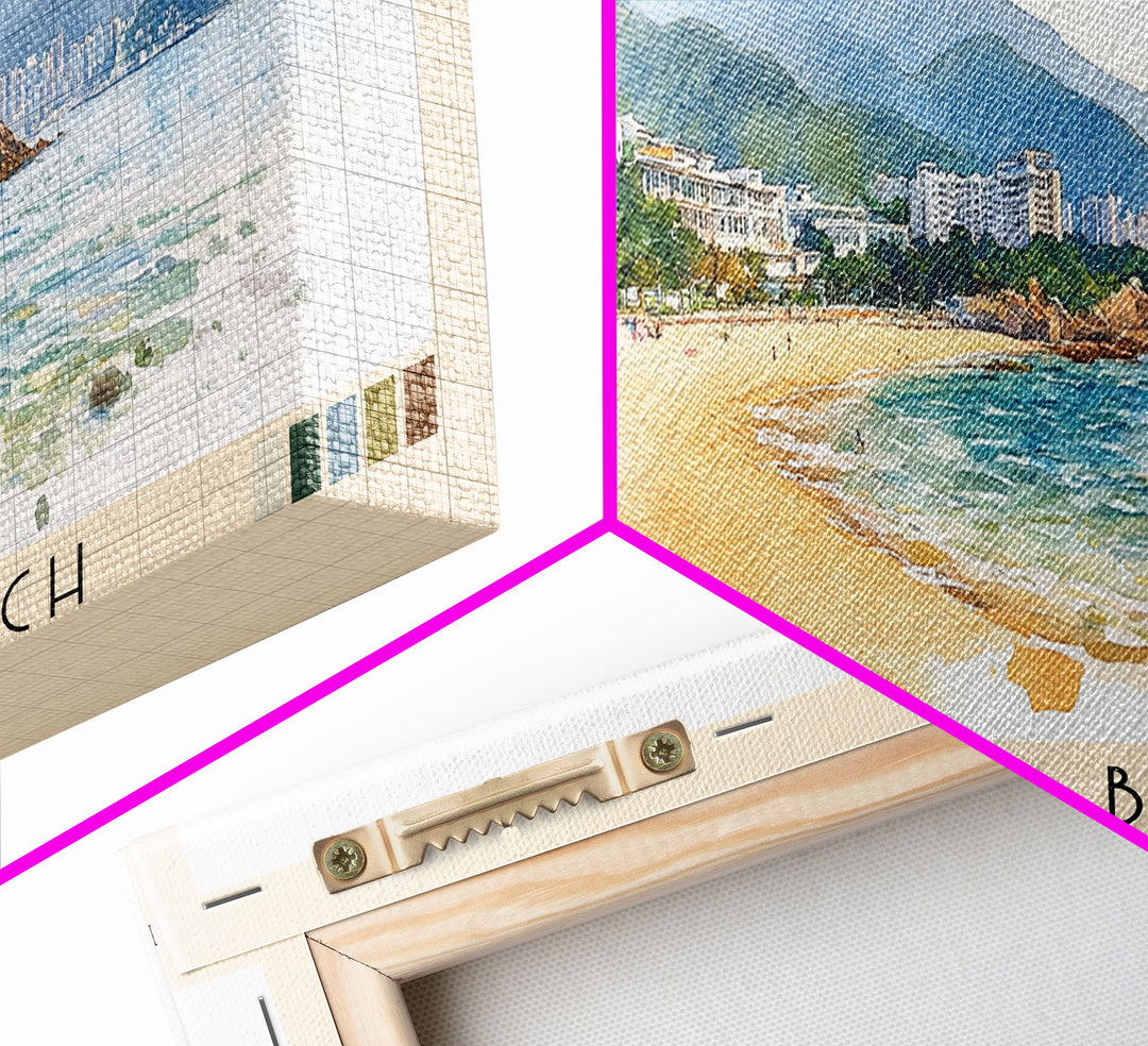 Tong Fuk Beach, Hong Kong Watercolor Print, Vacation Gift, Hong Kong Wall Art, Vacation Wall Art, Vacatation Memories, Beach Decor, Beach Or Lakehouse Art