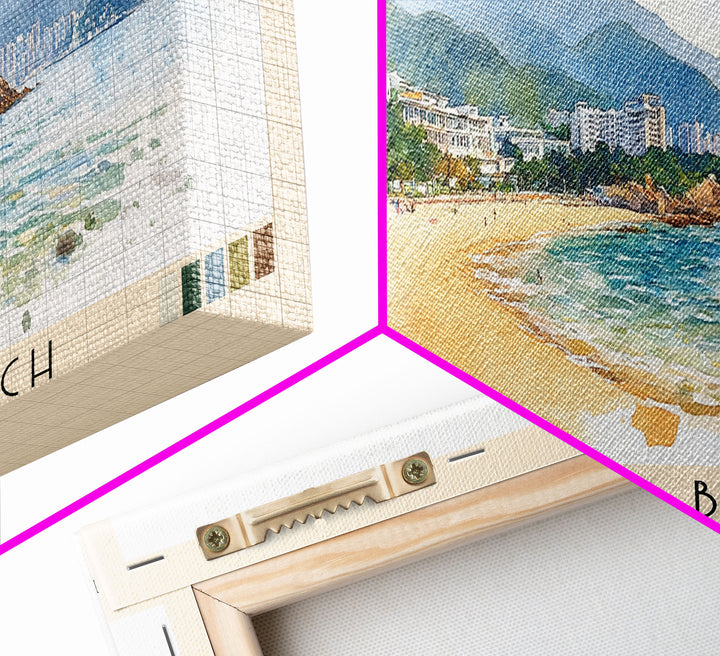 Tong Fuk Beach, Hong Kong Watercolor Print, Vacation Gift, Hong Kong Wall Art, Vacation Wall Art, Vacatation Memories, Beach Decor, Beach Or Lakehouse Art