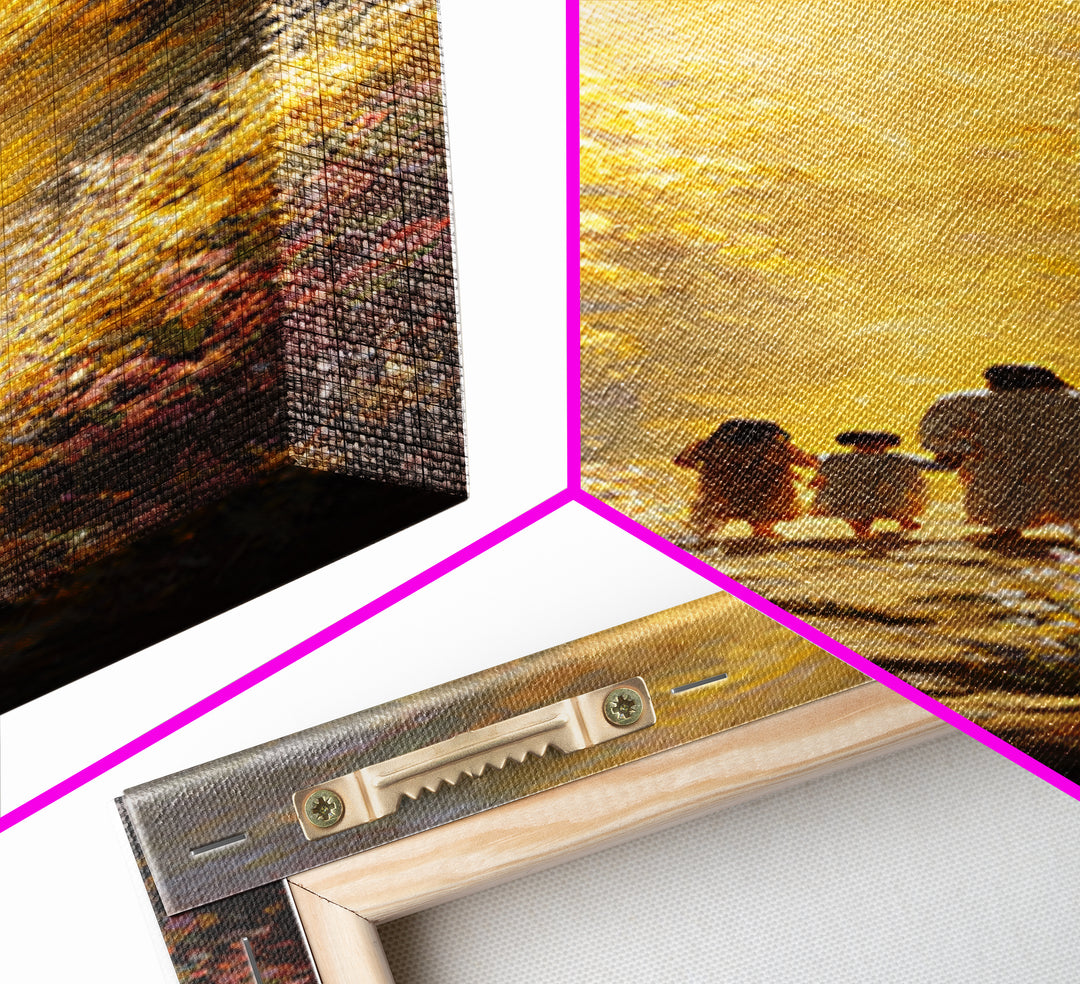 Golden Way Home – Framed Canvas Print – Narrow Art – Christian Christmas Art – Jesus Painting – Christian Wall Art – Christian Art Print