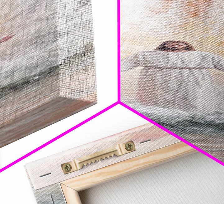 Heavenly Ascent | Framed Canvas Print | Tall Narrow Wall Art | Christian Wall Art | Jesus Painting | Christian Art Canvas | Christmas Art