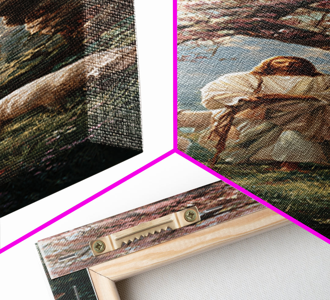 Blossom Shepherd Path – Framed Canvas Print – Narrow Art – Christian Art Canvas – Jesus Painting – Christian Wall Art – Christian Christmas