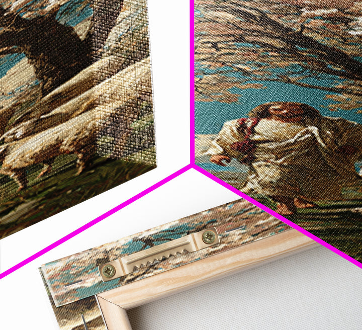 Garden Of The Shepherd – Framed Canvas Print – Narrow Art – Jesus Painting – Christian Wall Art – Christian Art Canvas – Christian Art