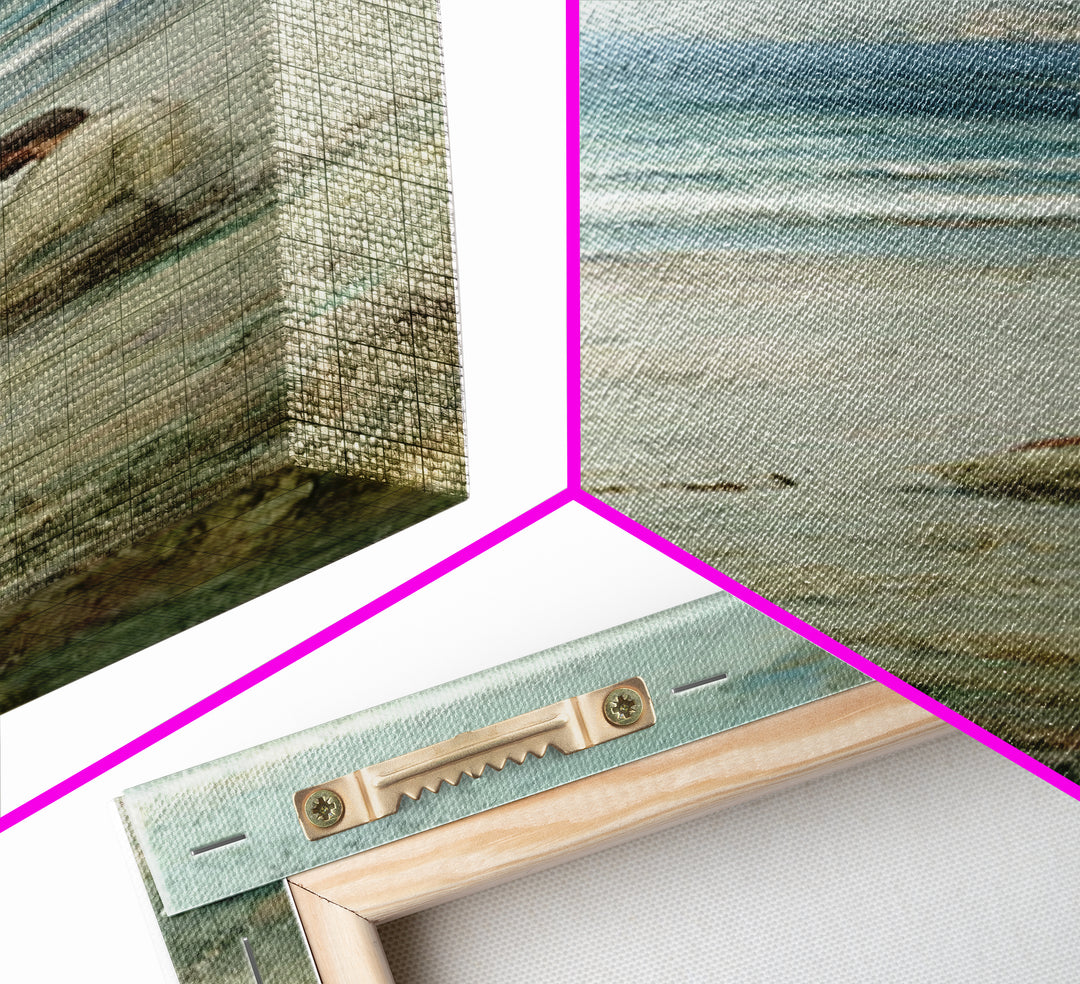 Sacred Shoreline Light - Framed Canvas Print - Tall Skinny Art Print - Christian Art Canvas - Jesus Painting - Christian Wall Art - Faith A