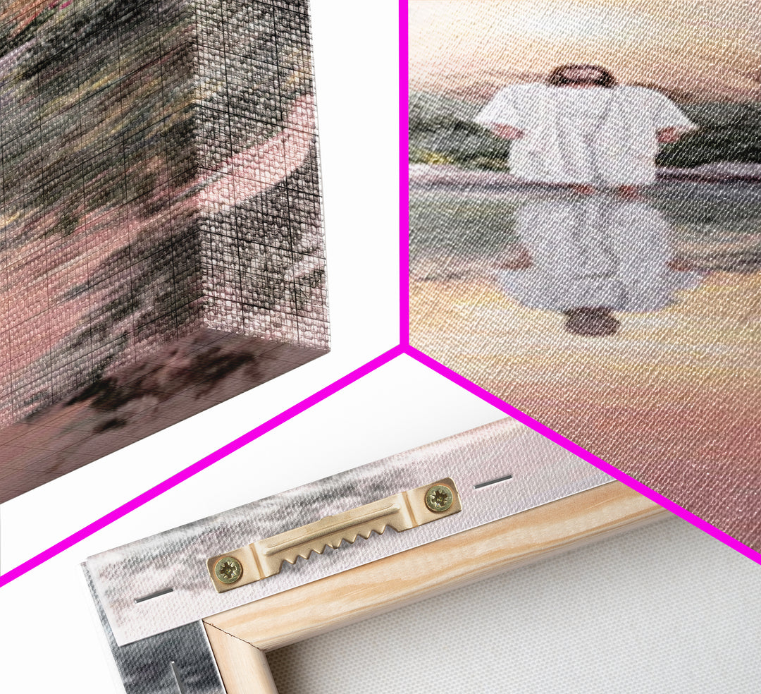 Dawn River Grace | Framed Canvas Print | Christian Art Canvas | Jesus Painting | Tall Skinny Art Print | Christian Wall Art | Modern Christ