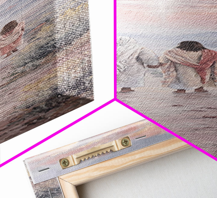 Pink Dawn Journey – Framed Canvas Print – Narrow Art – Christian Christmas Art – Christmas Canvas Wall Art – Christian Wall Art
