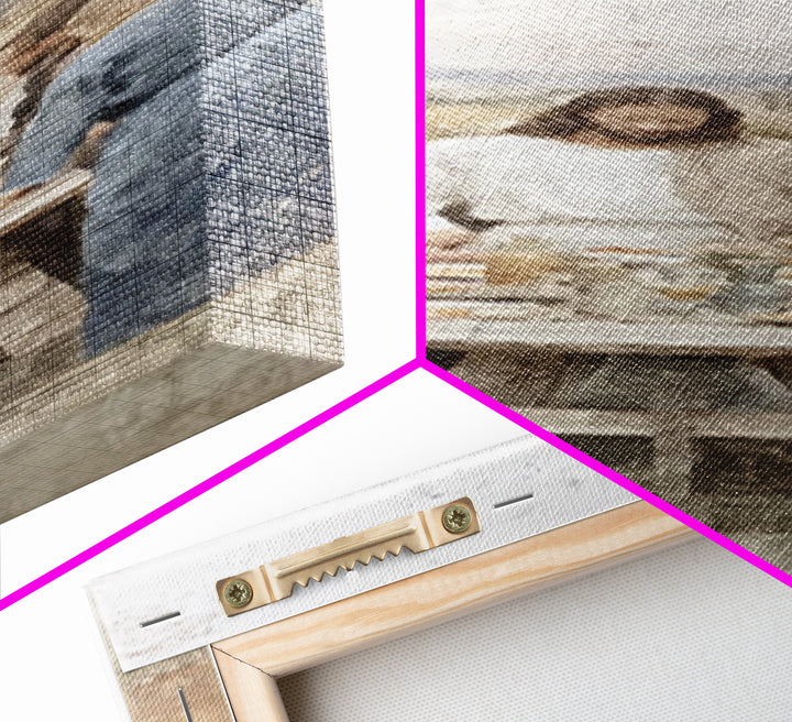 Breaking Bread Grace – Framed Canvas Print – Christian Art – Jesus Painting – Christian Wall Art – Tall Skinny Art Print – Christian Art Ca