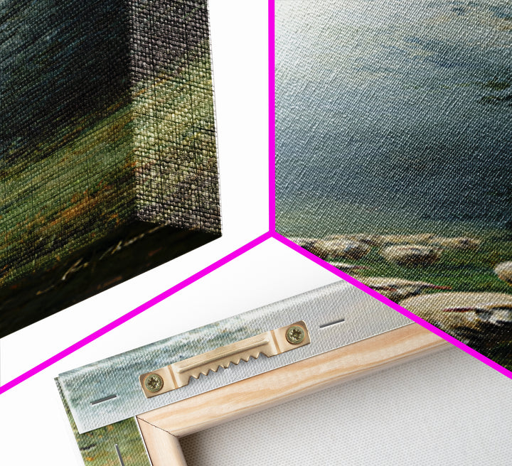 Morning Flock Grace – Framed Canvas Print – Christian Art Canvas – Christian Wall Art – Pastoral Scenery – Subtle Christian Art – Christmas