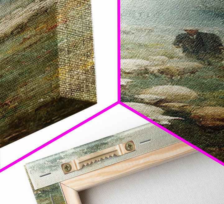 Field Of Shepherds – Framed Canvas Print – Christian Wall Art – Pastoral Christian Art – Christian Art Canvas – Vintage Christian Art – Chr