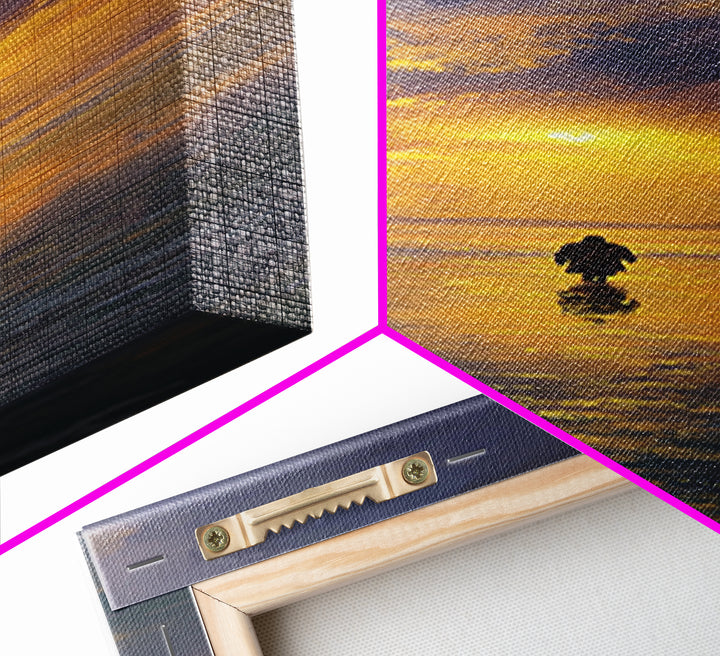 Golden Horizon Walk | Framed Canvas Print | Tall Skinny Art Print | Jesus Painting | Christian Wall Art | Christian Art Canvas | Christian