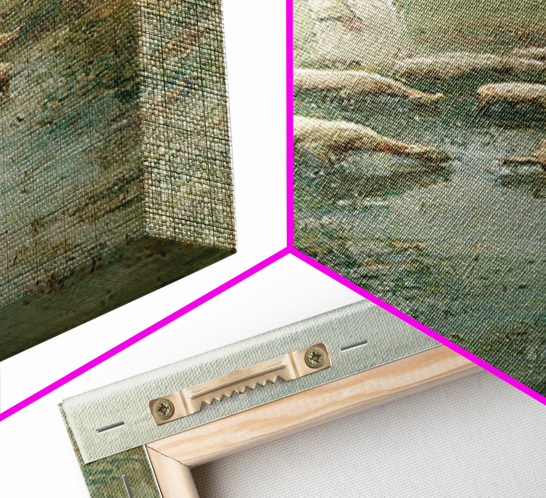 Shepherd’s Quiet Meadow – Framed Canvas Print – Christian Art Canvas – Christian Wall Art – Jesus Painting – Narrow Art – Christian Christm