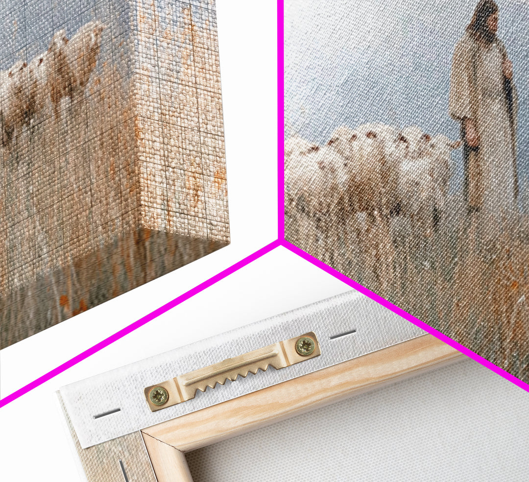 Pasture Guardian – Framed Canvas Print – Christian Art Canvas – Jesus Painting – Christian Wall Art – Christian Painting – Christian Decor