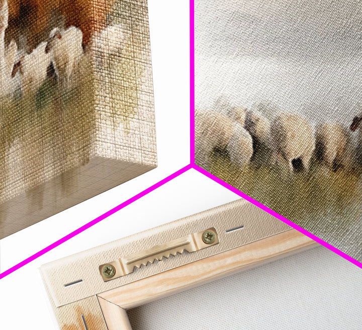 Hillside Shepherd Calm | Framed Canvas Print | Christian Art Canvas | Christian Wall Art | Jesus Painting | Christian Christmas Art | Uniqu