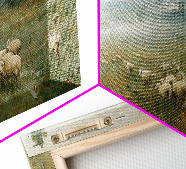 Twilight Pasture Peace, Framed Canvas Print, Christian Wall Art, Jesus Painting, Christian Art Canvas, Moody Christian Art, Christmas Wall