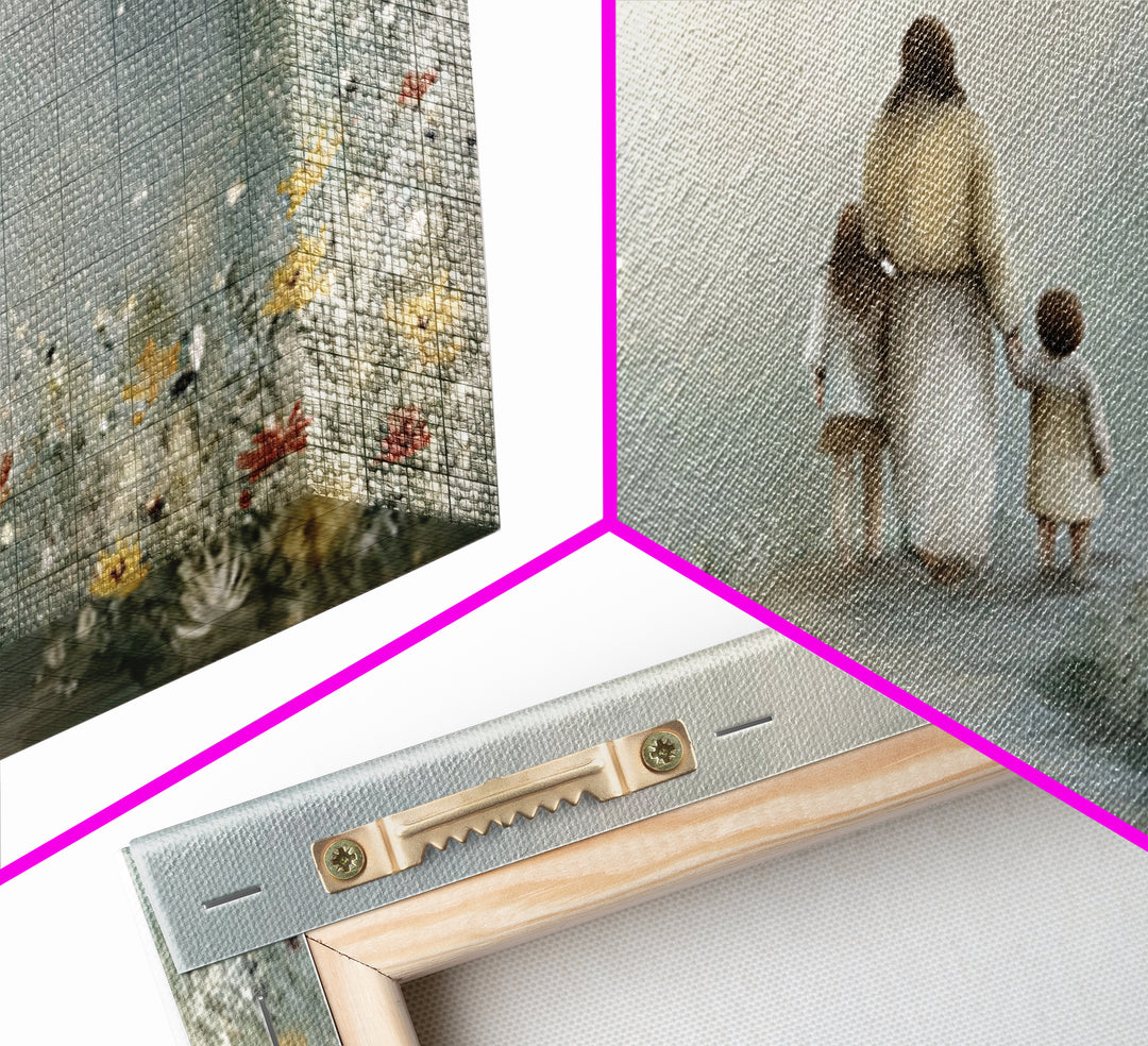 Heaven’s Meadow Path | Framed Canvas Print | Jesus Painting | Christian Art Canvas | Christian Wall Art | Modern Christian Art | Christian