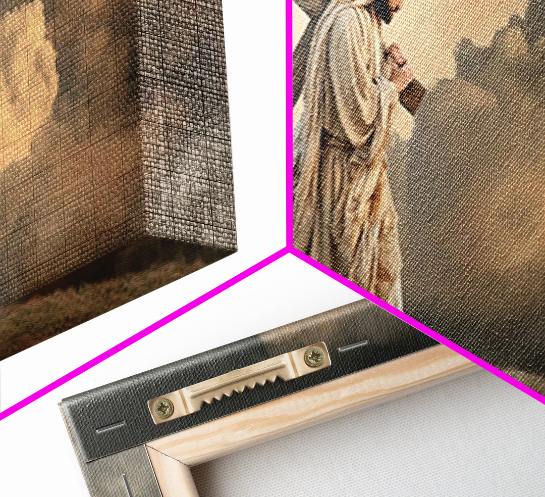 Hilltop Grace, Framed Canvas Print, Jesus Painting, Christian Christmas Art, Christian Art Print, Subtle Christian Art