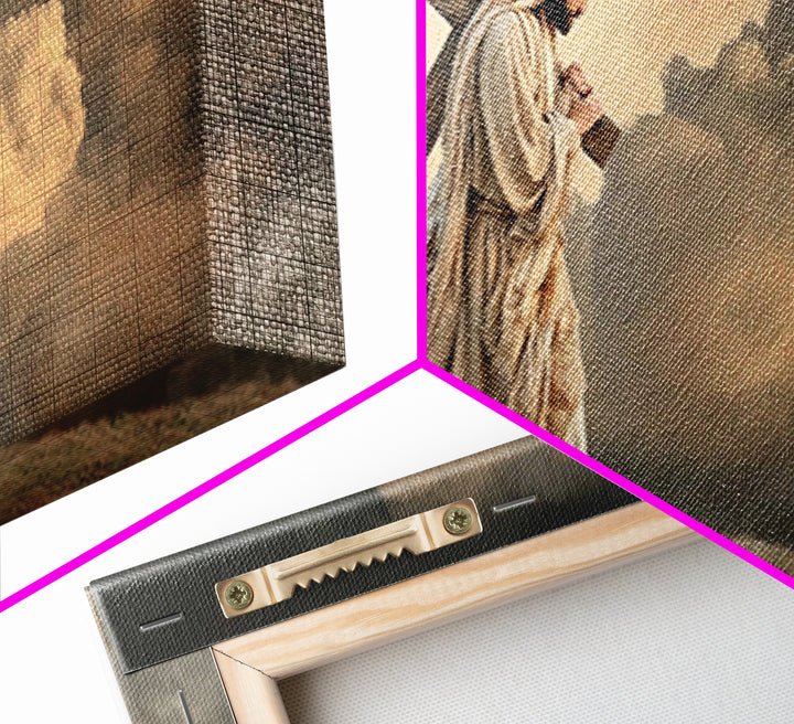 Hilltop Grace, Framed Canvas Print, Jesus Painting, Christian Christmas Art, Christian Art Print, Subtle Christian Art