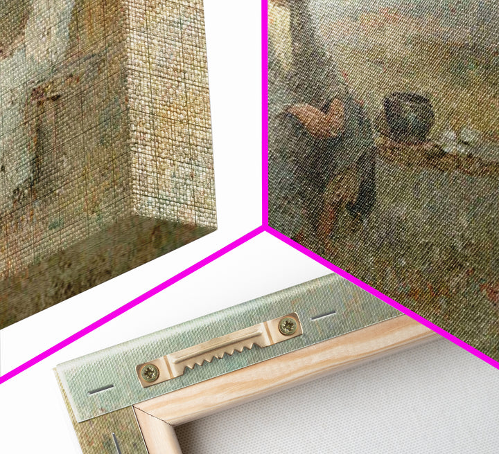 Quiet Well Encounter – Framed Canvas Print – Christian Art Canvas – Christian Painting – Subtle Christian Art – Christian Wall Art – Christ