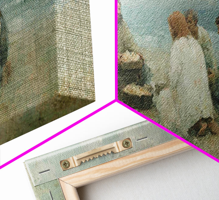 Shoreline Gathering – Framed Canvas Print – Christian Wall Art – Christian Art Canvas – Jesus Painting – Large Christian Art – Christian Gi