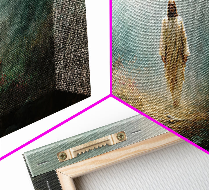 Footsteps Of Grace, Framed Canvas Print, Christian Wall Art, Jesus Painting, Christian Art Canvas, Christian Christmas Art