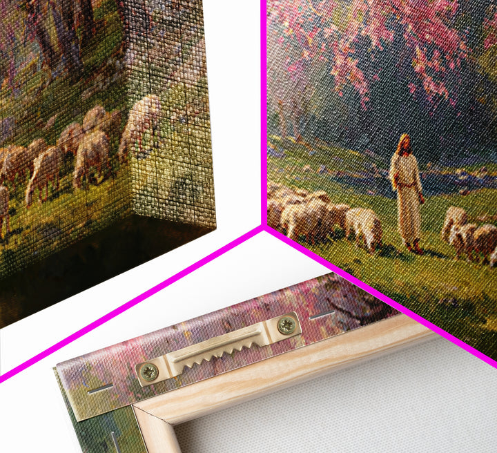 Pastoral Dawn Light | Framed Canvas Print | Christian Art Canvas | Christian Decor | Jesus Painting | Christmas Art | Christian Wall Art