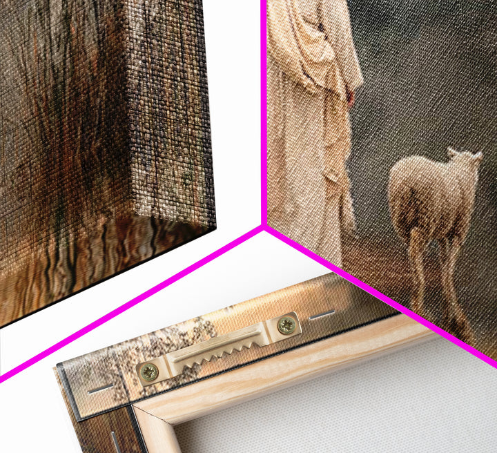 Shepherd’s Reflection – Framed Canvas Print – Christian Art Canvas – Christmas Art – Jesus Painting – Christian Wall Art – Christian Decor