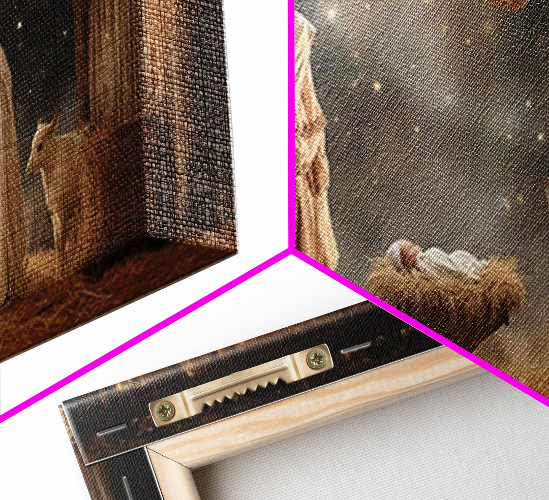 Starlit Nativity – Framed Canvas Print – Christian Wall Art – Christian Art Canvas – Christmas Art – Christian Christmas Art – Christian De
